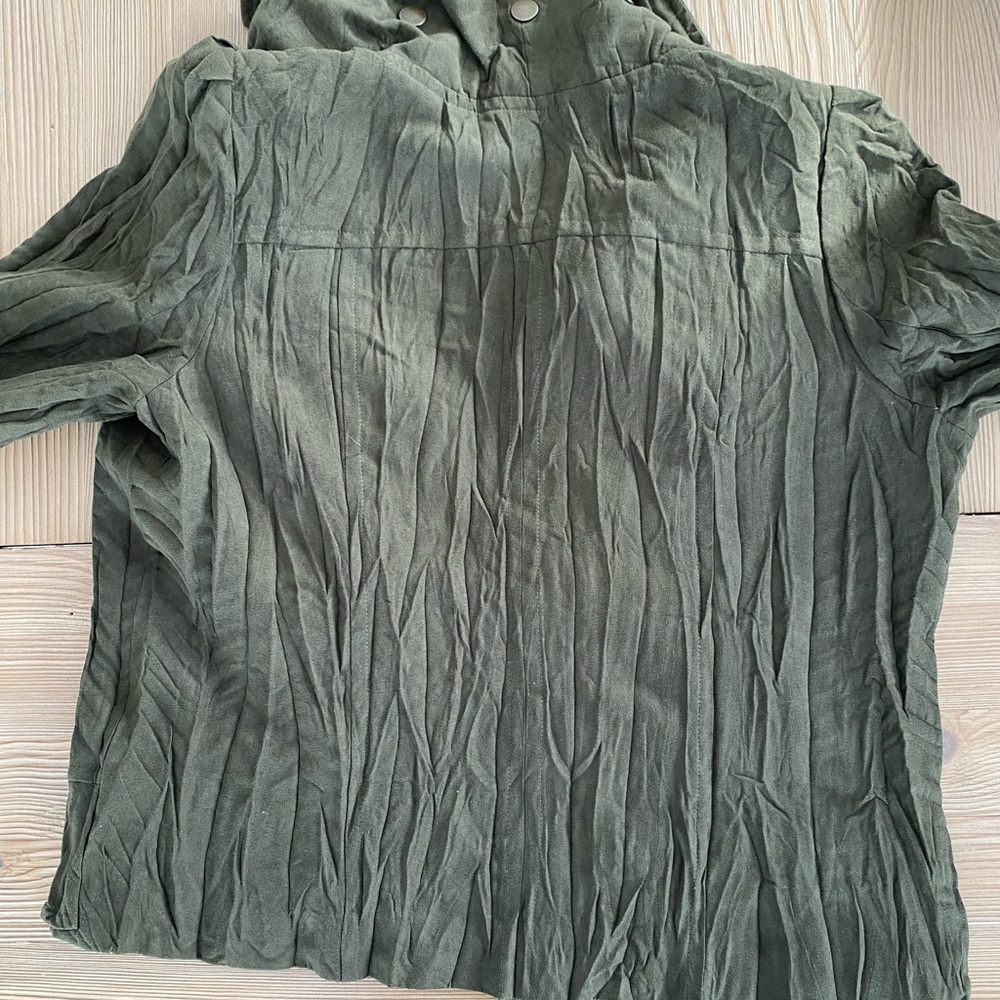 Olive Green Ruffle Jacket - Picture 4 of 6